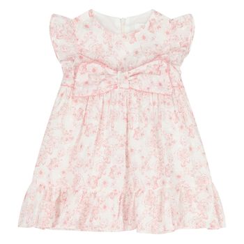 Younger Girls White & Pink Floral Dress
