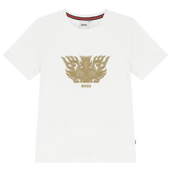 Boys White Dragon Logo T-Shirt