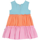 Girls Blue, Orange & Pink Dress, 1, hi-res