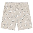 Younger Boys Beige & White Dinosaur Shorts Set, 2, hi-res