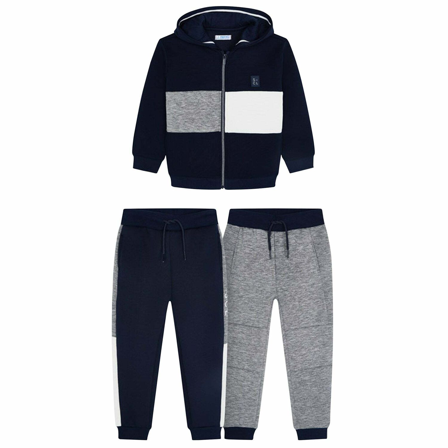 Boys Navy & Grey 3-Piece Tracksuit, 1, hi-res