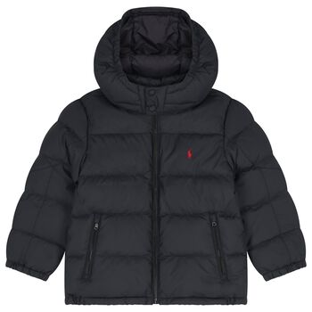 Boys Black Logo Puffer Jacket
