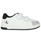 White & Black Logo Trainers, 1, hi-res
