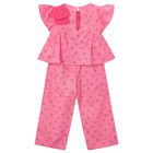 Girls Pink Floral Trousers Set, 1, hi-res