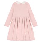 Girls Pink Pleated Dress, 1, hi-res