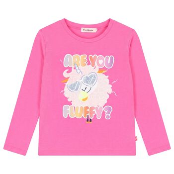 Girls Pink Sequin Unicorn Long Sleeve Top