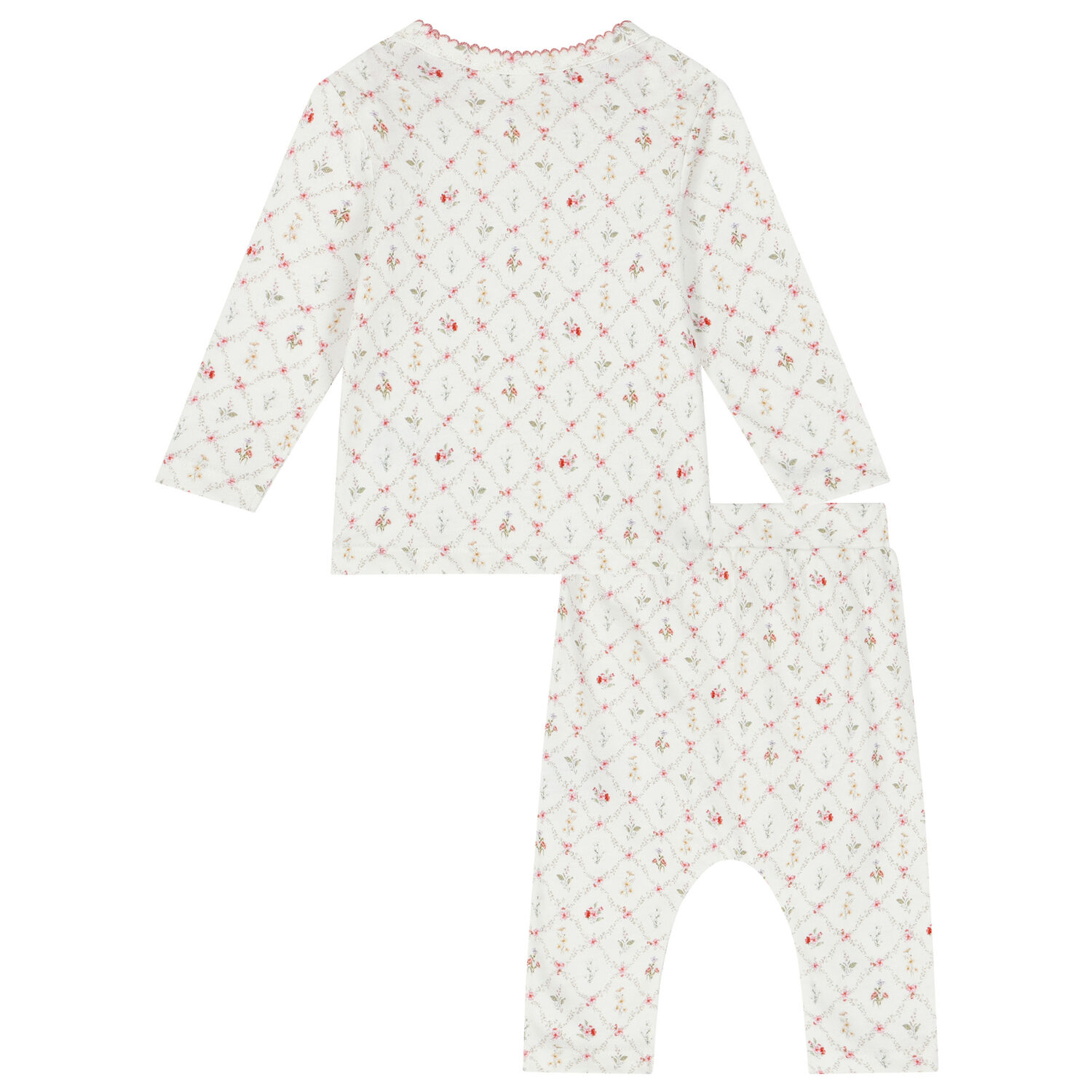Baby Girls Ivory Floral Pyjamas, 1, hi-res