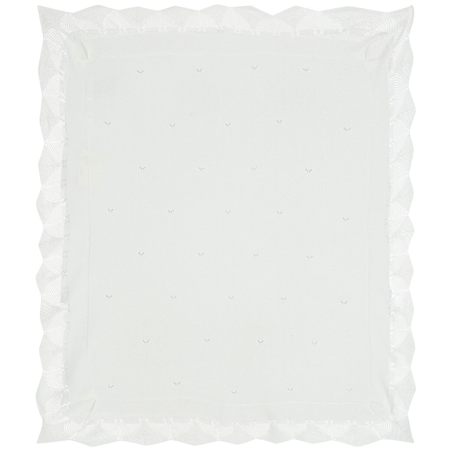 White Knitted Baby Shawl, 1, hi-res