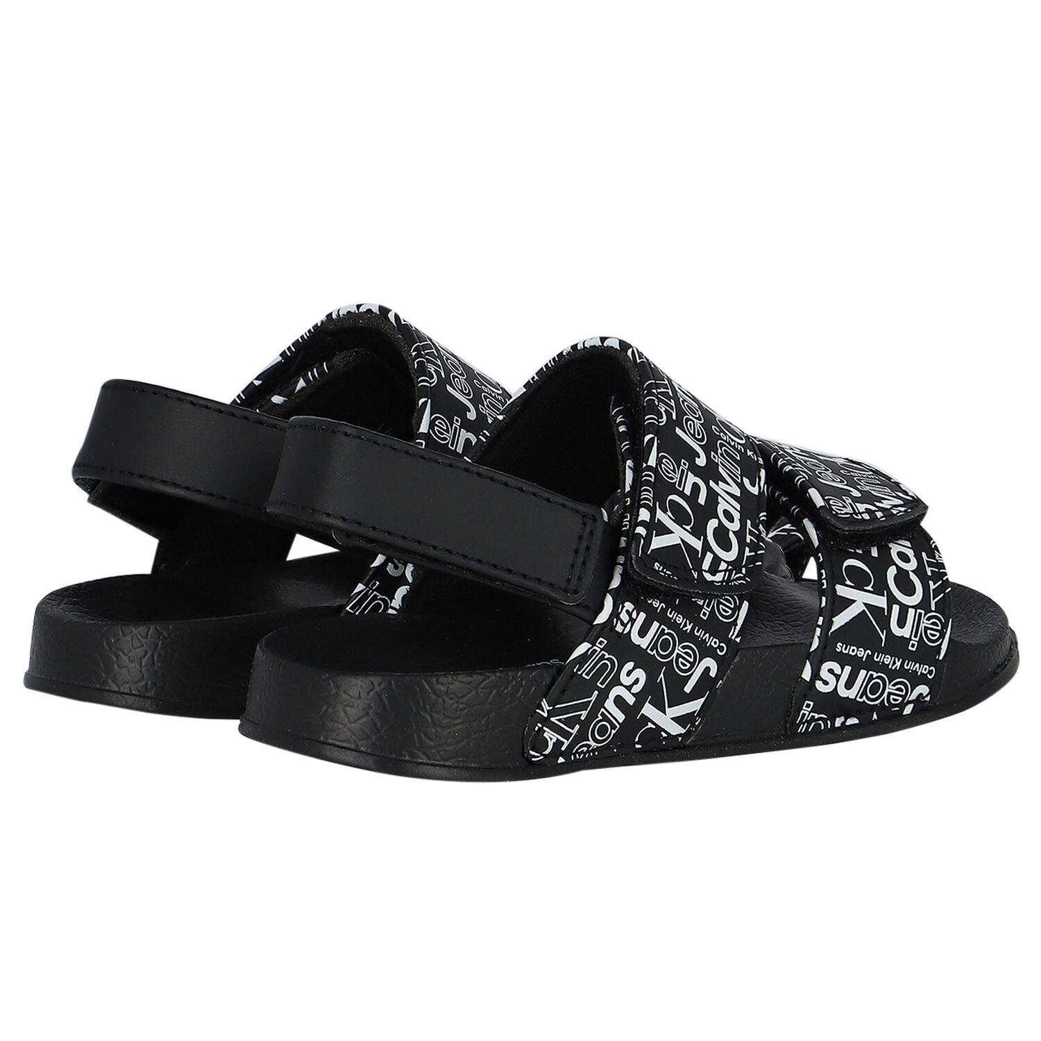 Black Logo Sandals, 1, hi-res