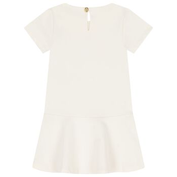 Girls Ivory Floral Logo Dress