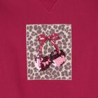 Girls Burgundy Embellished Cherry Hooded Sweatshirt Dress, 2, hi-res