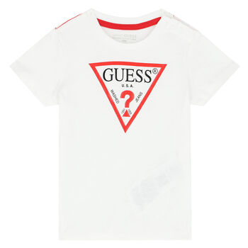 Guess Boys White Logo T-Shirt, 1 Boys White Logo T-Shirt