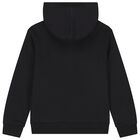 Black Logo Hooded Zip Up Top, 1, hi-res
