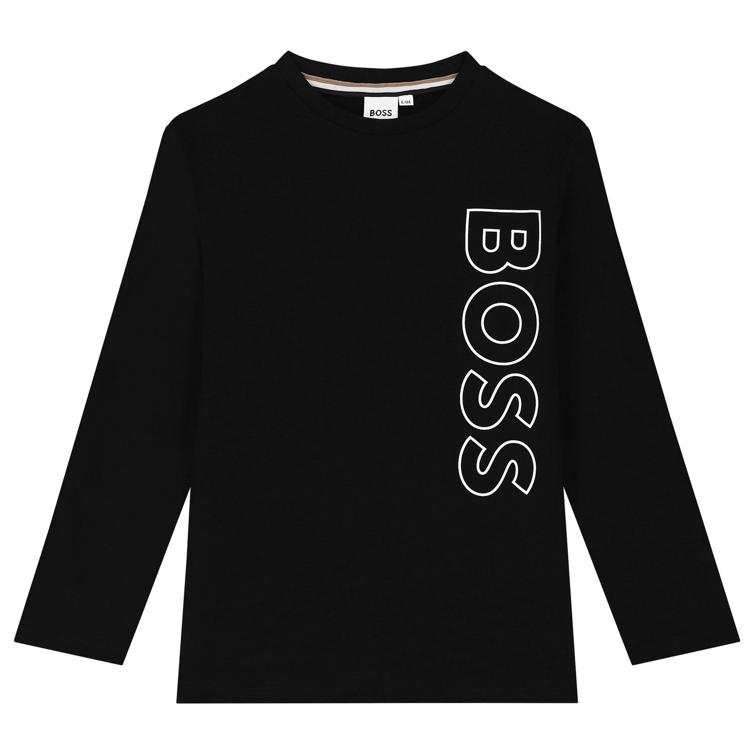 Boys Black Logo Long Sleeve Top, 3, hi-res image number null