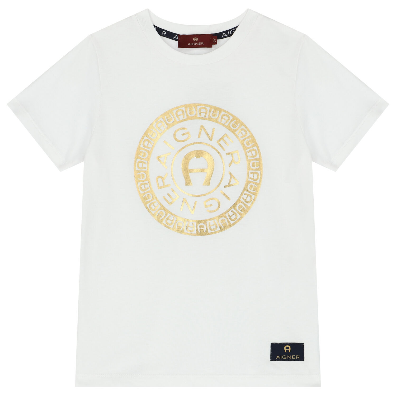 Boys White & Gold Logo T-Shirt, 1, hi-res image number null