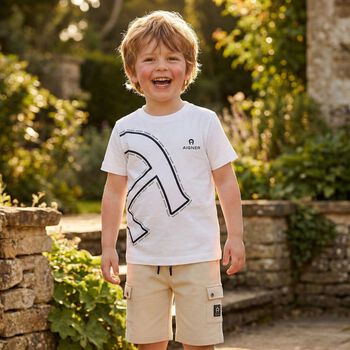 Boys Beige Logo Shorts