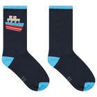 Boys Navy Blue & Red Socks ( 3-Pack ), 2, hi-res