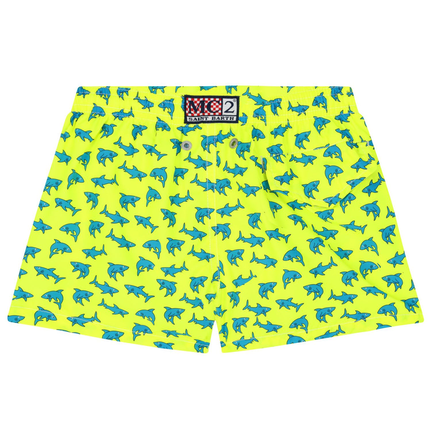 Boys Neon Yellow Sharks Swim Shorts, 1, hi-res image number null