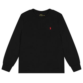 Boys Black Logo Long Sleeve