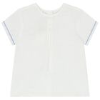 Baby Boys White & Blue Smart Dungaree Set, 2, hi-res