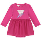 Baby Girls Pink Logo Bodysuit Dress, 2, hi-res