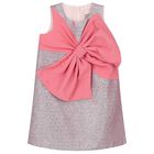 Girls Pink Glitter Bow Dress, 1, hi-res