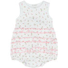 Baby Girls White Garden Rose Romper, 1, hi-res