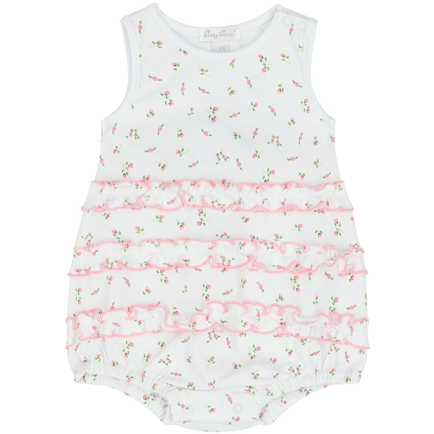 Baby Girls White Garden Rose Romper, 1, hi-res