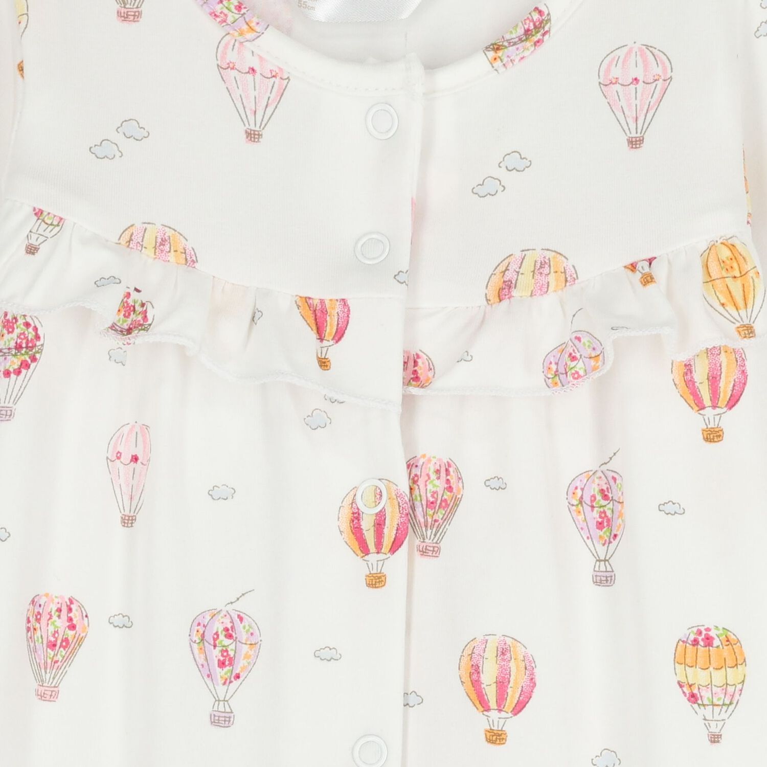 Baby Girls White & Yellow Hot Air Balloon Babygrow ( 2-Pack ), 1, hi-res