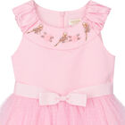 Girls Pink Satin & Tulle Dress, 1, hi-res