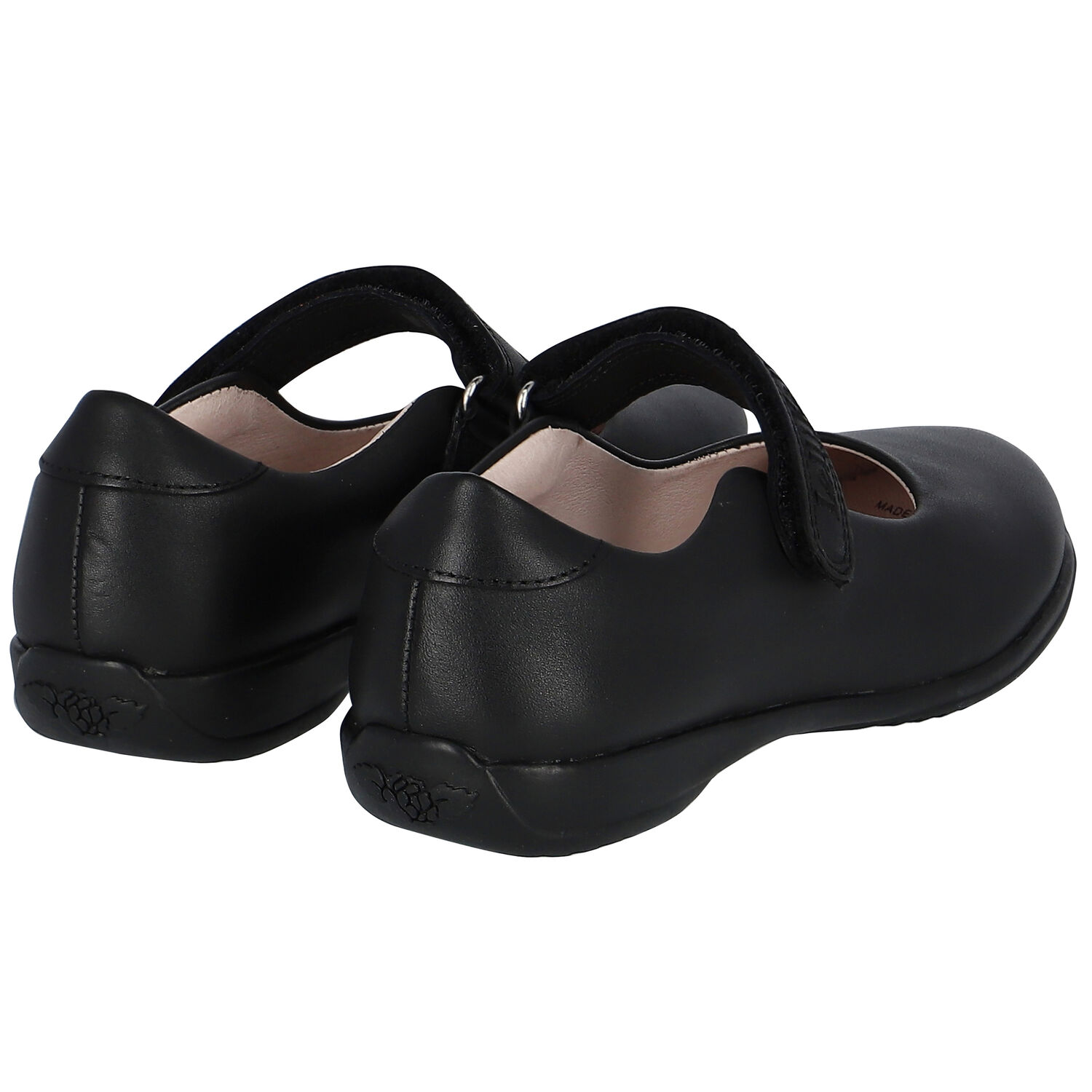 Girls Black Logo Leather Shoes, 1, hi-res image number null