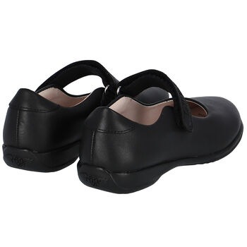 Girls Black Logo Leather Shoes