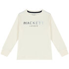 Boys Ivory Logo Long Sleeve Top, 3, hi-res