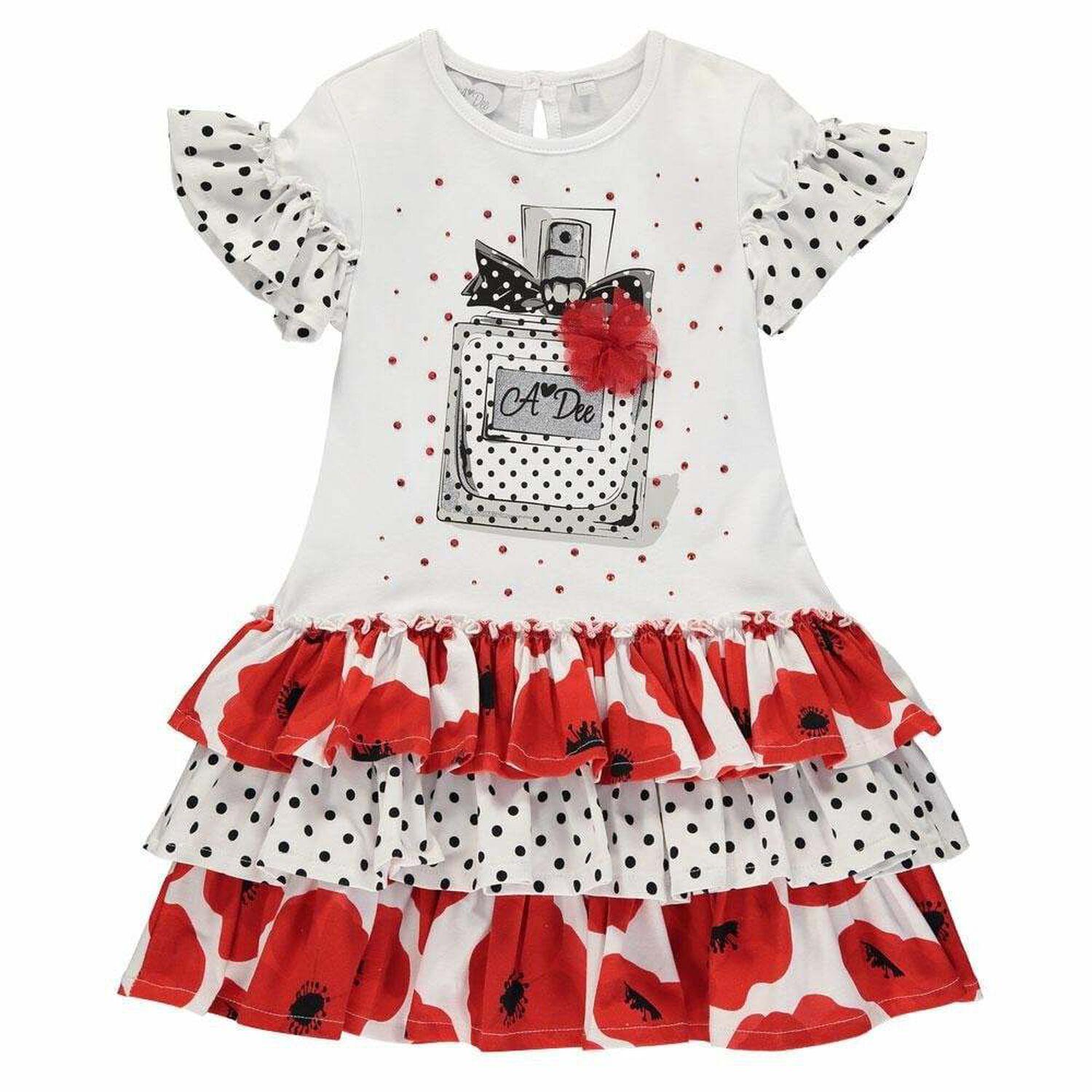 Girls White & Red Perfume Dress, 1, hi-res