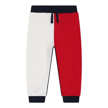 Baby Boys White, Red & Navy Blue Joggers
