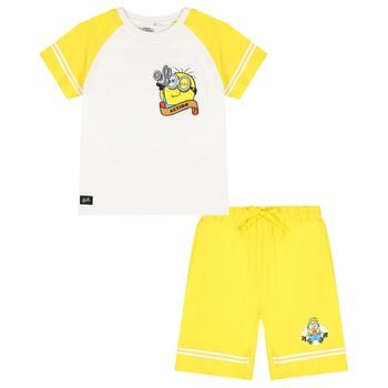 Boys White & Yellow Minions Shorts Set