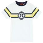 Boys White & Yellow Logo T-Shirt, 1, hi-res