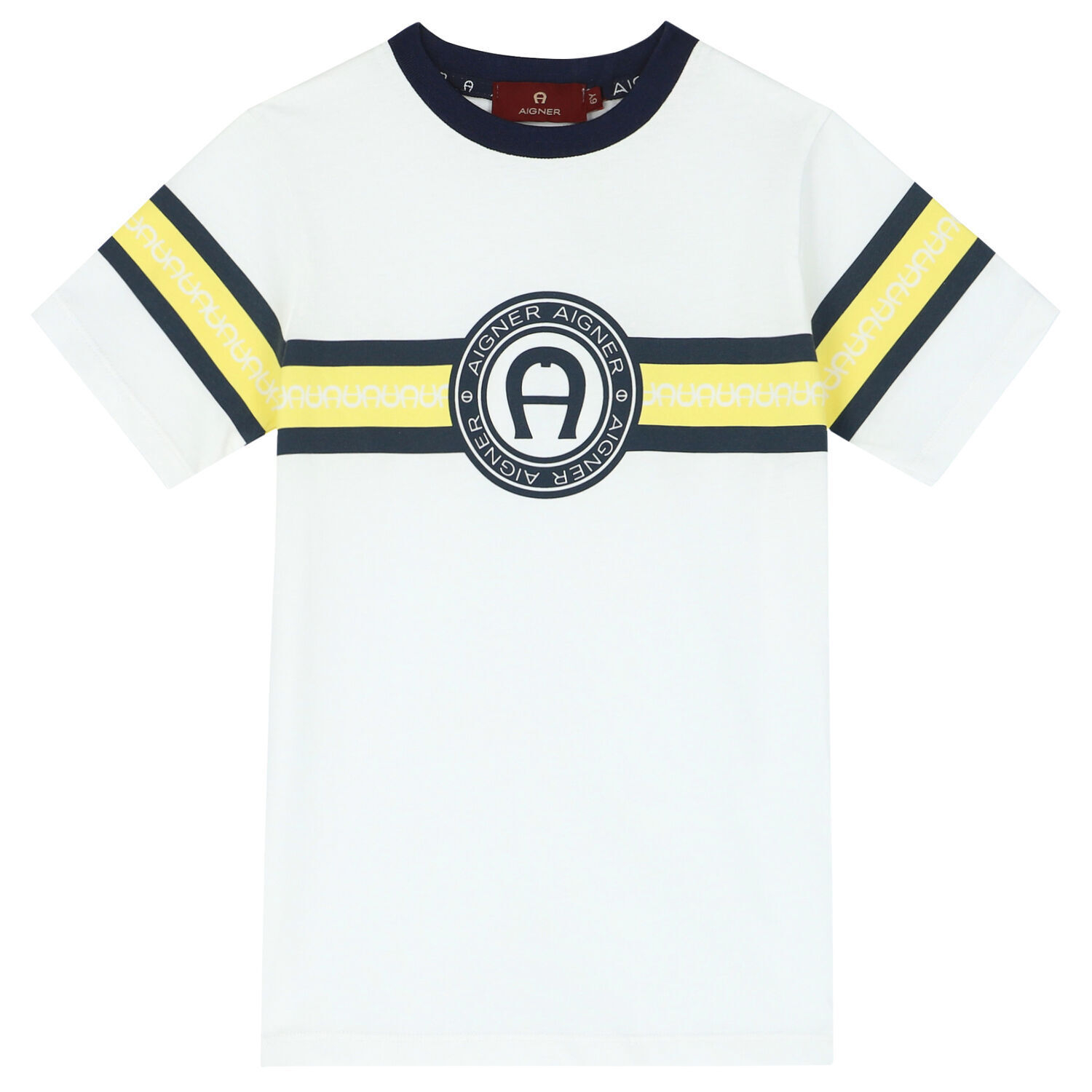Boys White & Yellow Logo T-Shirt, 1, hi-res