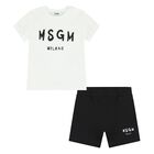 Younger White & Black Logo Shorts Set, 1, hi-res