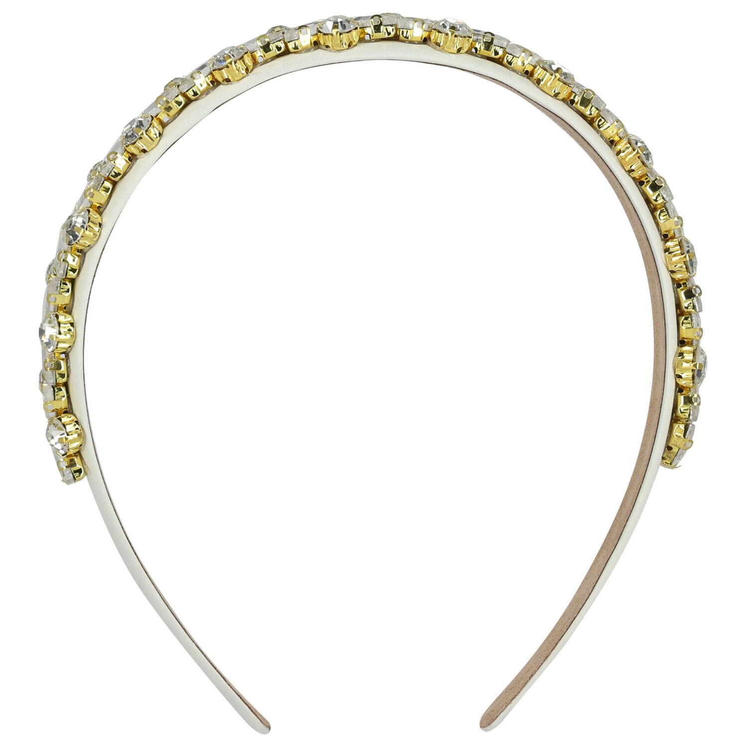 Girls White & Gold Diamante Headband, 1, hi-res