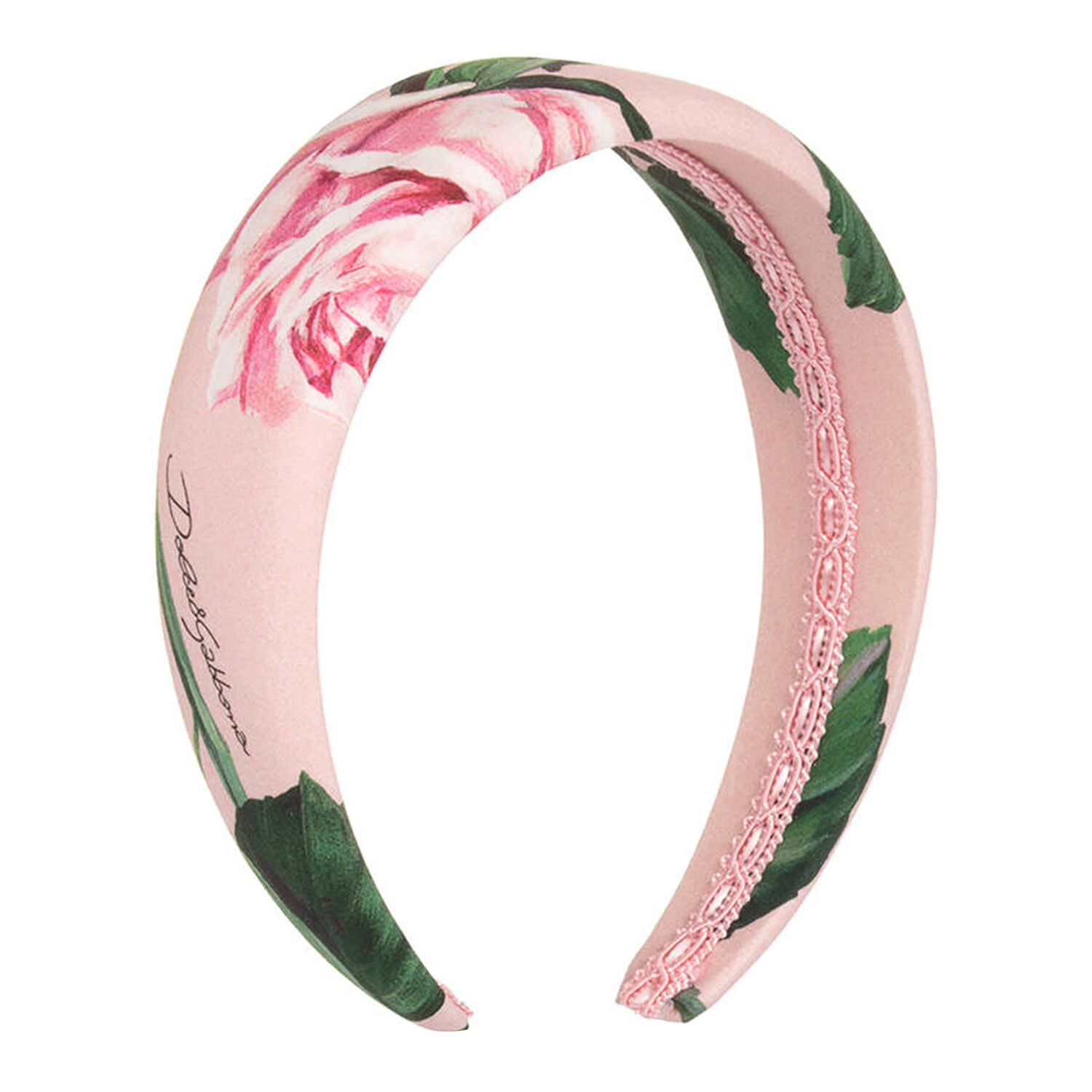 Girls Pink Floral Padded Headband, 1, hi-res