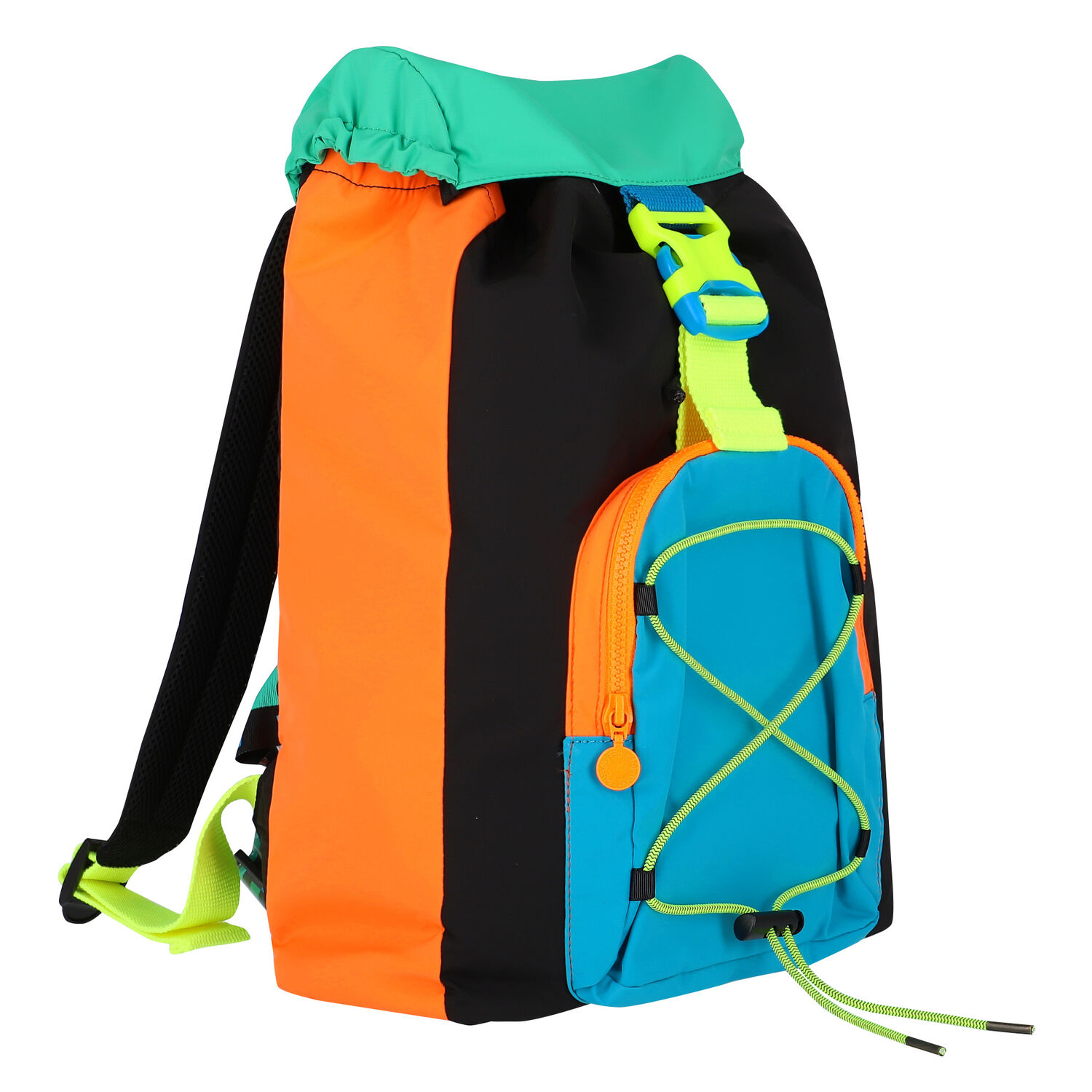 Boys Black, Neon Green & Neon Orange Backpack, 1, hi-res