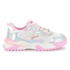 Girls Iridescent Silver, White & Pink Trainers, 1, hi-res