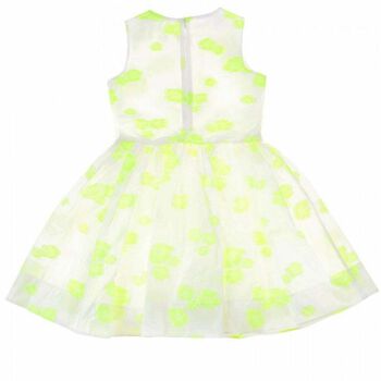Girls White & Neon Yellow Dress
