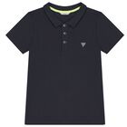 Boys Navy Blue Logo Polo Shirt, 1, hi-res
