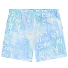 Boys Blue Logo Shorts, 1, hi-res