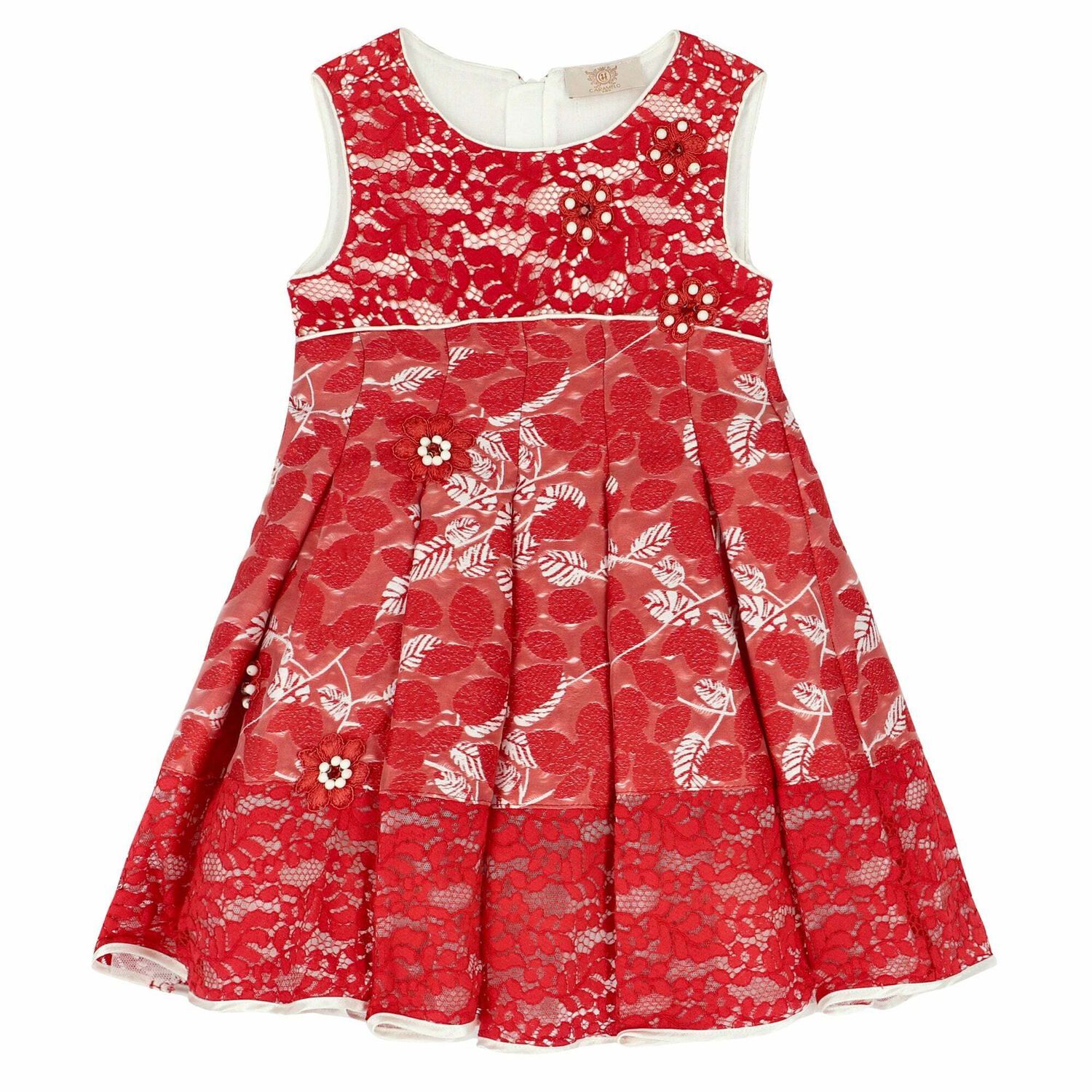 Girls Red Embellished Dress, 1, hi-res