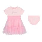 Baby Girls Pink Logo Tulle Dress Set, 1, hi-res