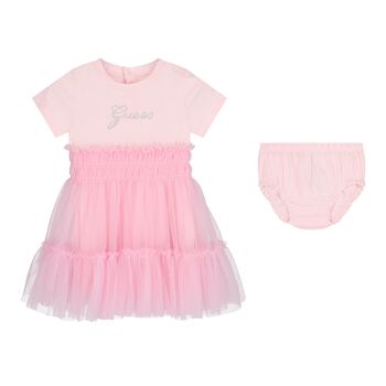 Baby Girls Pink Logo Tulle Dress Set