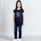 Girls Blue & Gold Logo Jeans, 1, hi-res